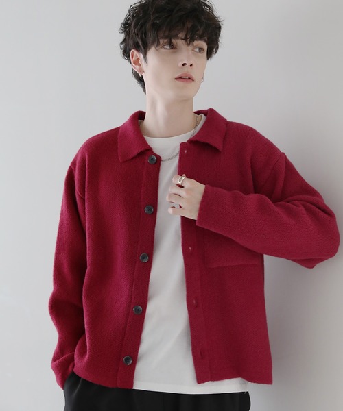 ASTRONOMY（アストロノミー）の「ウォッシャブルニットシャツカーディガン（カーディガン/ボレロ・メンズ・オフホワイト/ブラック/チャコール/モカ/レッド・L/M/S）」の21枚目の写真