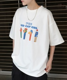 【RED CAP GIRL × PEZ】RCG×PEZコラボ フロント / バックプリント ドレープとろみ ビッグシルエットポンチTシャツ カットソー