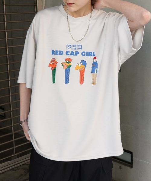 Red Cap Girl（レッドキャプガール）の「【RED CAP GIRL × PEZ】RCG×PEZコラボ フロント / バックプリント ドレープとろみ ビッグシルエットポンチTシャツ カットソー（Tシャツ/カットソー・メンズ・ホワイト/ブラック/ベージュ系その他/ブルー系その他/ブラック系その他/グレー系その他/ブルー/ホワイト系その他/ベージュ/グレー・M/L/XL）」の6枚目の写真