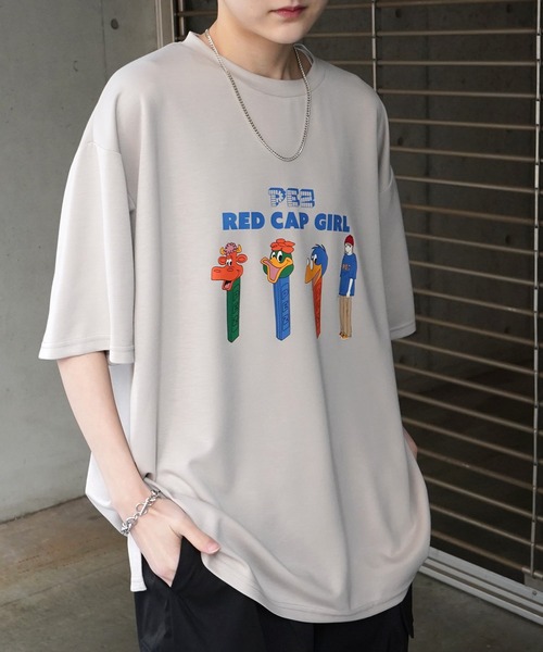 Red Cap Girl（レッドキャプガール）の「【RED CAP GIRL × PEZ】RCG×PEZコラボ フロント / バックプリント ドレープとろみ ビッグシルエットポンチTシャツ カットソー（Tシャツ/カットソー・メンズ・ホワイト/ブラック/ベージュ系その他/ブルー系その他/ブラック系その他/グレー系その他/ブルー/ホワイト系その他/ベージュ/グレー・M/L/XL）」の8枚目の写真