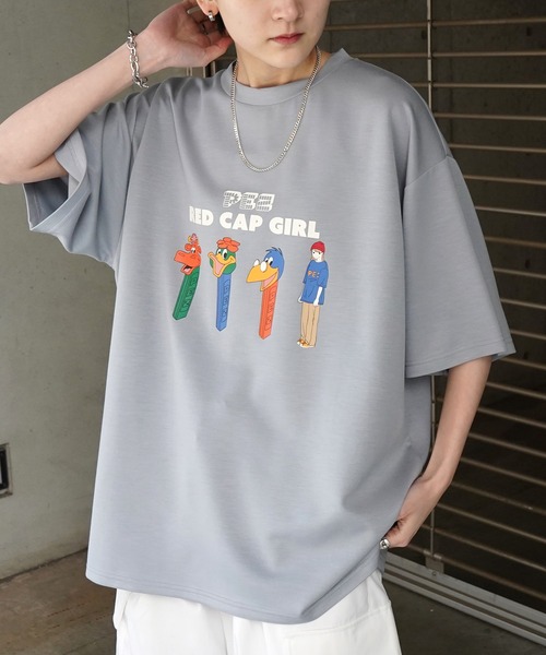Red Cap Girl（レッドキャプガール）の「【RED CAP GIRL × PEZ】RCG×PEZコラボ フロント / バックプリント ドレープとろみ ビッグシルエットポンチTシャツ カットソー（Tシャツ/カットソー・メンズ・ホワイト/ブラック/ベージュ系その他/ブルー系その他/ブラック系その他/グレー系その他/ブルー/ホワイト系その他/ベージュ/グレー・M/L/XL）」の10枚目の写真