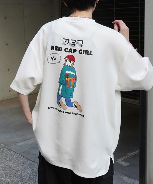 Red Cap Girl（レッドキャプガール）の「【RED CAP GIRL × PEZ】RCG×PEZコラボ フロント / バックプリント ドレープとろみ ビッグシルエットポンチTシャツ カットソー（Tシャツ/カットソー・メンズ・ホワイト/ブラック/ベージュ系その他/ブルー系その他/ブラック系その他/グレー系その他/ブルー/ホワイト系その他/ベージュ/グレー・M/L/XL）」の15枚目の写真