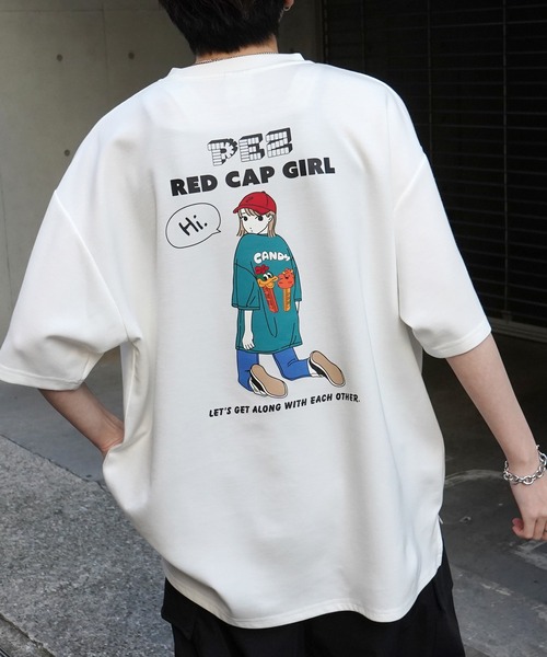 Red Cap Girl（レッドキャプガール）の「【RED CAP GIRL × PEZ】RCG×PEZコラボ フロント / バックプリント ドレープとろみ ビッグシルエットポンチTシャツ カットソー（Tシャツ/カットソー・メンズ・ホワイト/ブラック/ベージュ系その他/ブルー系その他/ブラック系その他/グレー系その他/ブルー/ホワイト系その他/ベージュ/グレー・M/L/XL）」の16枚目の写真