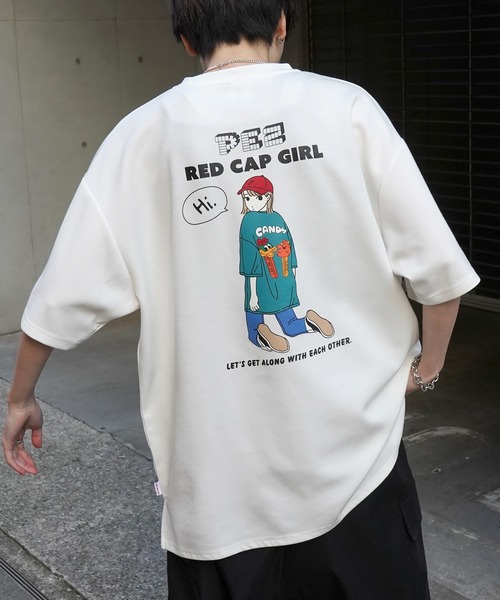 Red Cap Girl（レッドキャプガール）の「【RED CAP GIRL × PEZ】RCG×PEZコラボ フロント / バックプリント ドレープとろみ ビッグシルエットポンチTシャツ カットソー（Tシャツ/カットソー・メンズ・ホワイト/ブラック/ベージュ系その他/ブルー系その他/ブラック系その他/グレー系その他/ブルー/ホワイト系その他/ベージュ/グレー・M/L/XL）」の17枚目の写真