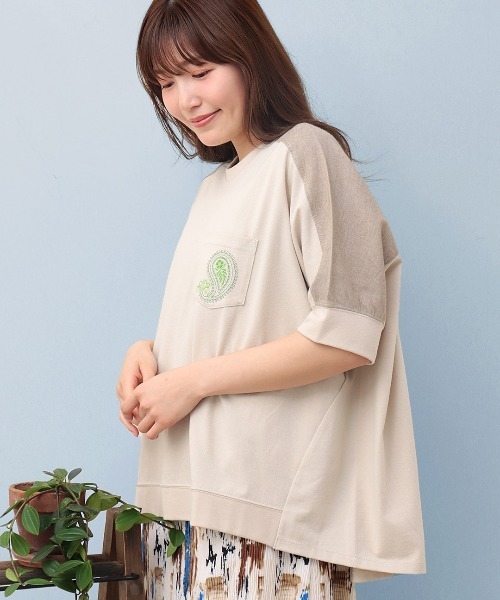 チチカカ（チチカカ）の「シャンブレードッキングビッグＴシャツ（Tシャツ/カットソー・レディース・チャコールグレー/ブルー/ベージュ・FREE）」の15枚目の写真