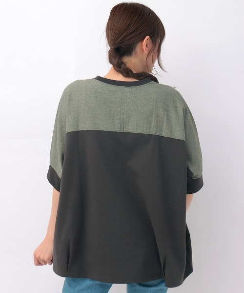 チチカカ（チチカカ）の「シャンブレードッキングビッグＴシャツ（Tシャツ/カットソー・レディース・チャコールグレー/ブルー/ベージュ・FREE）」の7枚目の写真