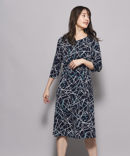 【セール】【洗える/日本製/一枚着/ジャケットイン】伸縮性あり着心地◎!シャープなジオメトリック柄ワンピース(ワンピース)|COUP DE CHANCE(クードシャンス)