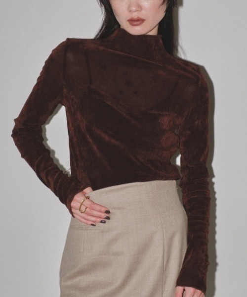 TODAYFUL(トゥデイフル)の「TODAYFUL Sheer Velour Tops 12410601(その他トップス・レディース・オフホワイト/ブラウン/ブラック・FREE)」の3枚目の写真