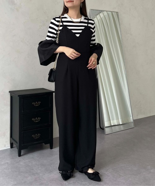 prose verse(プロズヴェール)の「深Vネックオールインワン(つなぎ/オールインワン・レディース・ブラック・MEDIUM/LARGE/MP)」の3枚目の写真