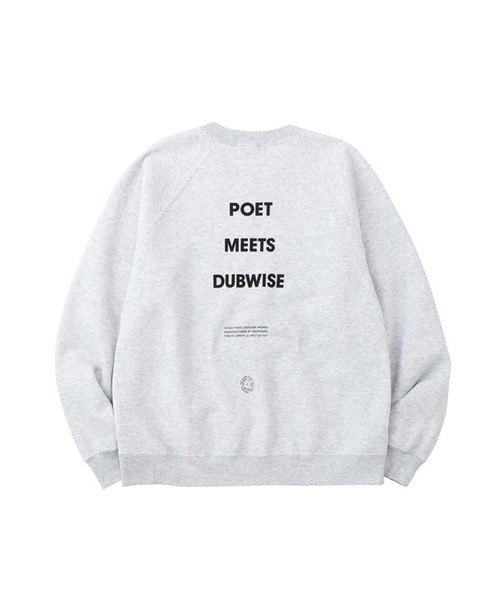 POET MEETS DUBWISE（ポエットミーツダブワイズ）の「【POET MEETS DUBWISE/ポエトミーツダブワイズ】 LOGO RAGLAN SWEAT ロゴラグランクルーネックスウェット（スウェット・メンズ・ブラック/ホワイト/スミクロ・L/M/XL）」の3枚目の写真