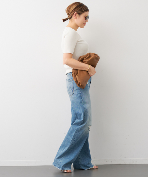 デニム・ジーパン MOTHER FW25 Stretch denim The Lasso jeans (104781296 OWR) PETITES The Lil Lasso Sneak - Sow Surreal | MOTHER DENIM