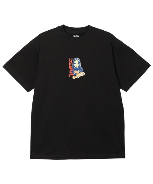 X-girl（エックスガール）の「FACE AND LOGO S/S TEE（Tシャツ/カットソー・レディース・ブラック/ホワイト/ブラウン・S/M/L/XL）」の3枚目の写真