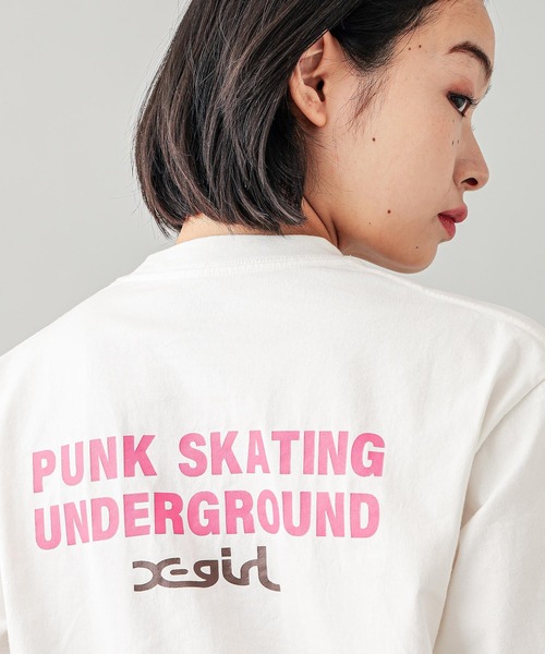 X-girl（エックスガール）の「FACE AND LOGO S/S TEE（Tシャツ/カットソー・レディース・ブラック/ホワイト/ブラウン・S/M/L/XL）」の12枚目の写真