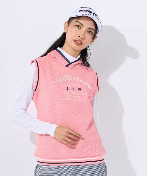 marie claire(マリ・クレール)の「【marie claire/マリ.クレール】レディースベスト+長袖インナーセット ゴルフ(ベスト・レディース・ネイビー/ピンク/ホワイト・MEDIUM/LARGE/X-LARGE)」の3枚目の写真