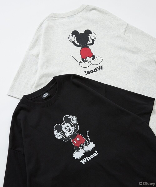 FREAK'S STORE（フリークスストア）の「限定展開/DISNEY ディズニー ミッキーマウス/別注 リラックスフィット クルーネック プリントTシャツ/Whoa（Tシャツ/カットソー・メンズ・ピンク/グレイッシュブルー/ネイビー/アッシュグレー/ブラック/ホワイト・LARGE/MEDIUM/SMALL）」の3枚目の写真