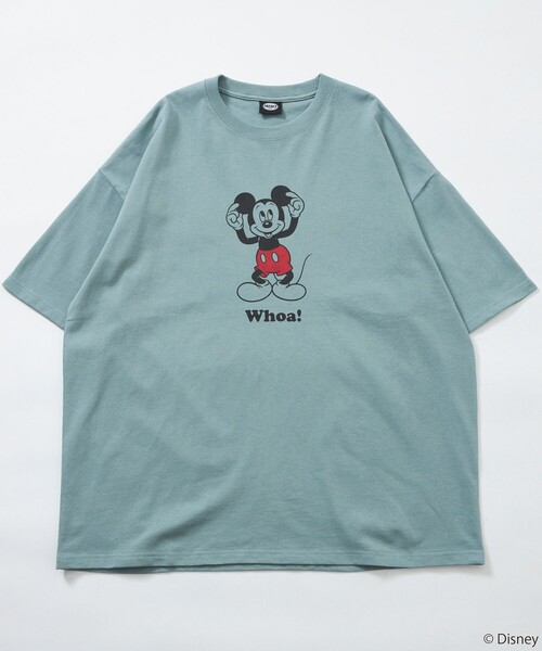 FREAK'S STORE（フリークスストア）の「限定展開/DISNEY ディズニー ミッキーマウス/別注 リラックスフィット クルーネック プリントTシャツ/Whoa（Tシャツ/カットソー・メンズ・ピンク/グレイッシュブルー/ネイビー/アッシュグレー/ブラック/ホワイト・LARGE/MEDIUM/SMALL）」の13枚目の写真
