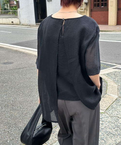 ZOZO限定】バックレイヤードライクハーフスリーブシアートップス