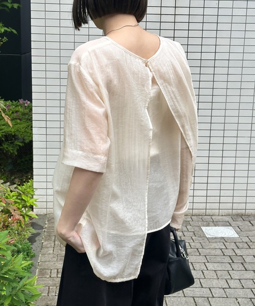 レイヤードライクハーフスリーブシャツ　ホワイト セール】【ZOZO限定】バックレイヤードライクハーフスリーブ
