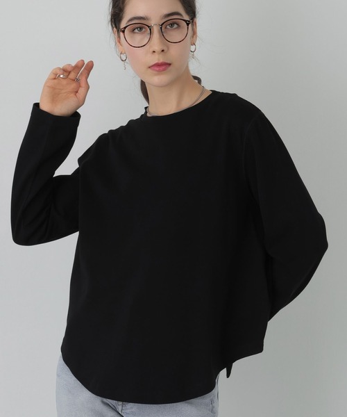 saloon(サルーン)の「SALOON(サルーン)/《再入荷》バックスリットロンT【手洗い可】長袖(Tシャツ/カットソー・レディース・ブラック/オフホワイト・FREE)」の2枚目の写真