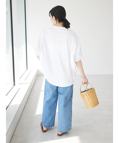 CRAFT STANDARD BOUTIQUE(クラフトスタンダードブティック)の「シルケット天竺 フロントギャザーBIG Tee L/S(Tシャツ/カットソー・レディース・グレイッシュベージュ/ブラック/オフホワイト/ライトカーキ・FREE)」の9枚目の写真