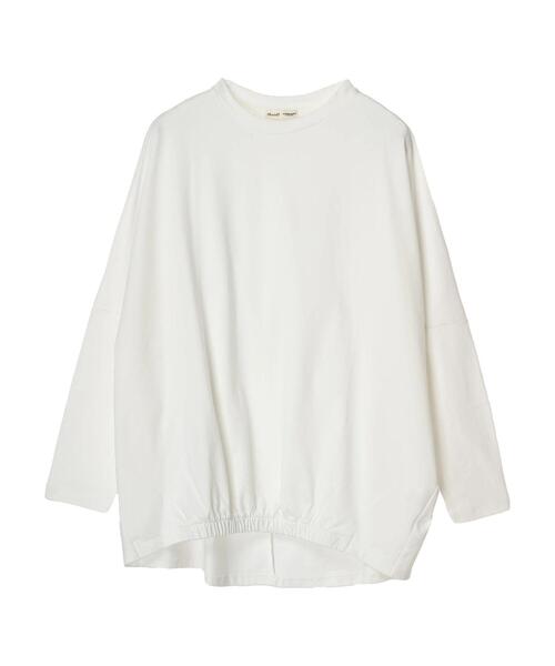 CRAFT STANDARD BOUTIQUE(クラフトスタンダードブティック)の「シルケット天竺 フロントギャザーBIG Tee L/S(Tシャツ/カットソー・レディース・グレイッシュベージュ/ブラック/オフホワイト/ライトカーキ・FREE)」の6枚目の写真