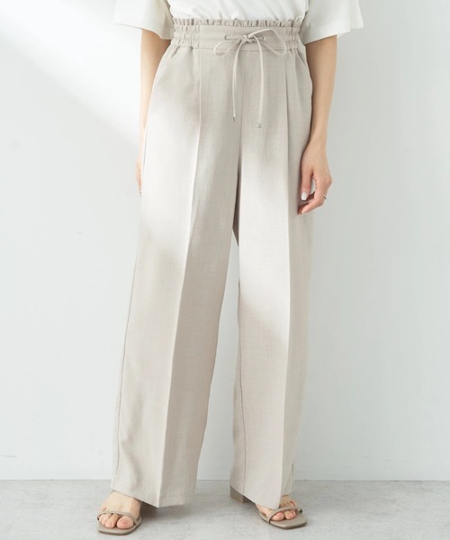 earth music&ecology（アースミュージックアンドエコロジー）の「リネンライクワイドパンツ（その他パンツ・レディース・グレイッシュブルー/ブラック/ベージュ・S/M）」の3枚目の写真