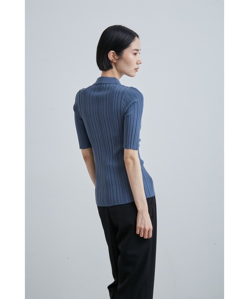 kiyoミースロエ　ランダムリブニットポロカーディガン　ブラック　ZARA kiyoミースロエ ランダムリブニットポロカーディガン ブラック