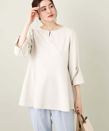【イージーケア/洗濯機で洗える】タックパフペプラムチュニックトップス