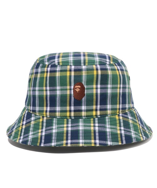 A BATHING APE（アベイシングエイプ）の「MINI BAPE CHECK BUCKET HAT M（ハット・メンズ・グリーン/レッド・LARGE/MEDIUM）」の4枚目の写真