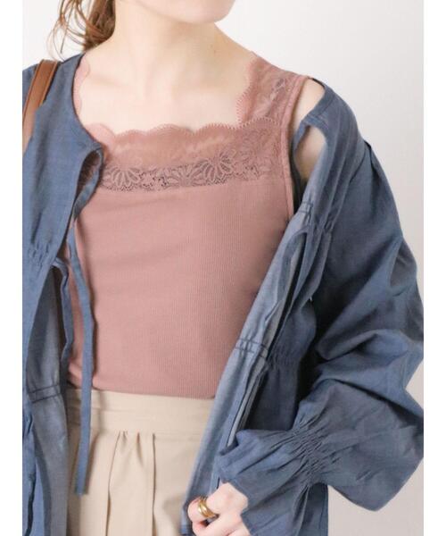 ehka sopo（エヘカソポ）の「前後着レースタンクトップ（タンクトップ・レディース・ブラック/モカ/キナリ・F）」の3枚目の写真