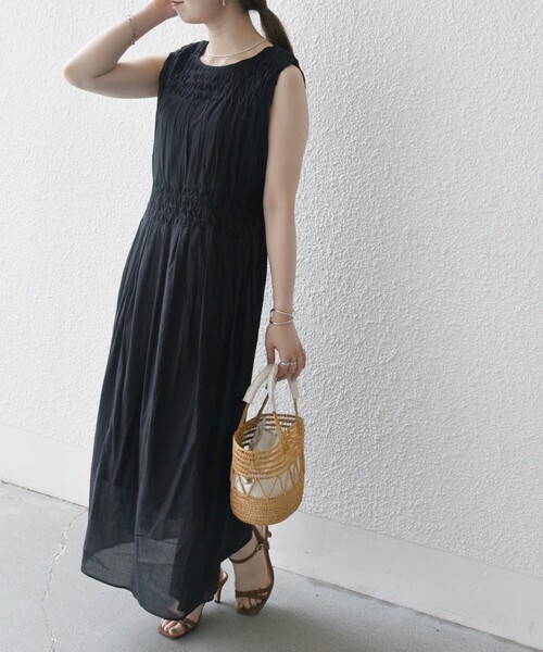 SHIPS any（シップス エニィ）の「【WEB限定】SHIPS any: ハンドスモッキング  コットン フレア ノースリーブ ワンピース（ワンピース・レディース・オレンジ/ネイビー/ブラック/ライトブルー/パープル・ONE SIZE）」の13枚目の写真