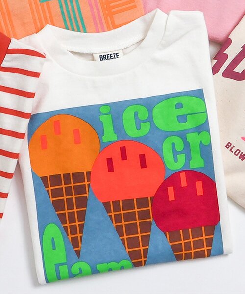BREEZE（ブリーズ）の「バリエーションプリントTシャツ（Tシャツ/カットソー・キッズ・アイボリー/オレンジ/ピンク/レッド/ホワイト・80/90/100/110/120/130/140）」の2枚目の写真