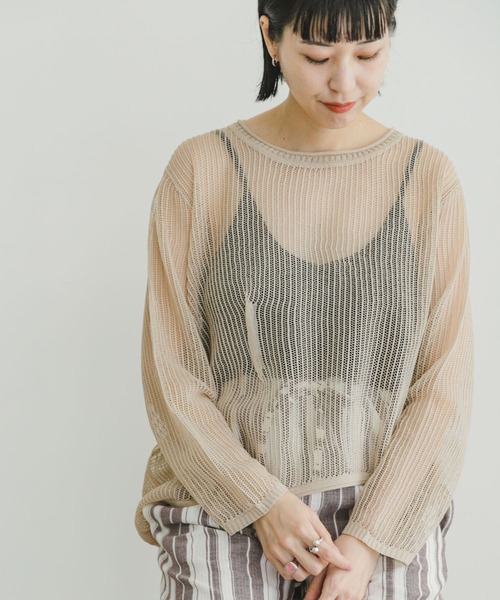 ITEMS URBANRESEARCH（アイテムズ アーバンリサーチ）の「メッシュニットプルオーバー（ニット/セーター・レディース・ブラウン/グレー系その他/ブラック・FREE）」の8枚目の写真