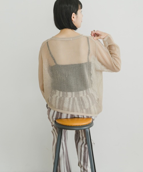 ITEMS URBANRESEARCH（アイテムズ アーバンリサーチ）の「メッシュニットプルオーバー（ニット/セーター・レディース・ブラウン/グレー系その他/ブラック・FREE）」の7枚目の写真