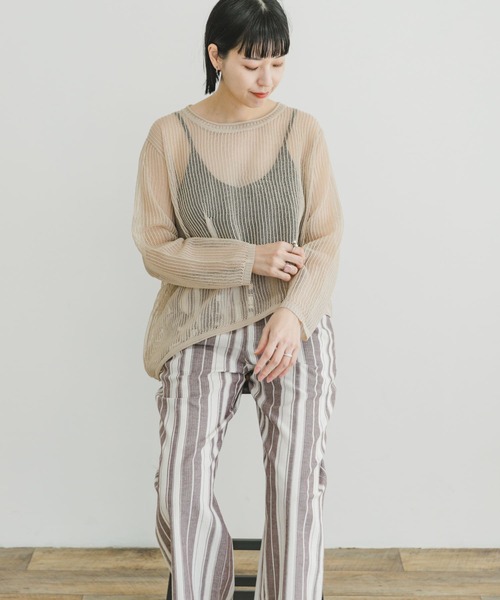 ITEMS URBANRESEARCH（アイテムズ アーバンリサーチ）の「メッシュニットプルオーバー（ニット/セーター・レディース・ブラウン/グレー系その他/ブラック・FREE）」の5枚目の写真