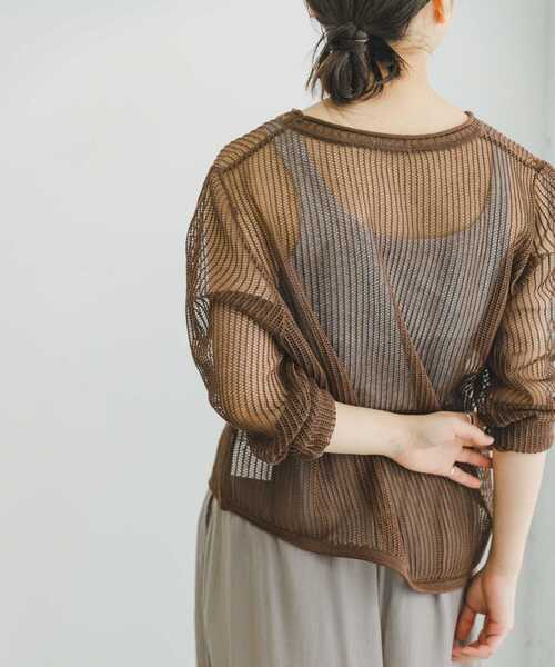 ITEMS URBANRESEARCH（アイテムズ アーバンリサーチ）の「メッシュニットプルオーバー（ニット/セーター・レディース・ブラウン/グレー系その他/ブラック・FREE）」の18枚目の写真