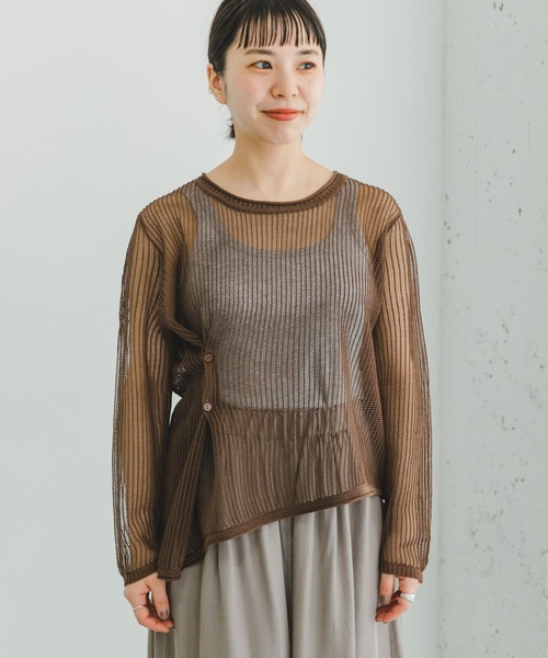 ITEMS URBANRESEARCH（アイテムズ アーバンリサーチ）の「メッシュニットプルオーバー（ニット/セーター・レディース・ブラウン/グレー系その他/ブラック・FREE）」の15枚目の写真