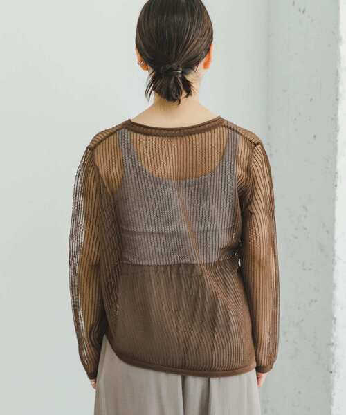 ITEMS URBANRESEARCH（アイテムズ アーバンリサーチ）の「メッシュニットプルオーバー（ニット/セーター・レディース・ブラウン/グレー系その他/ブラック・FREE）」の13枚目の写真