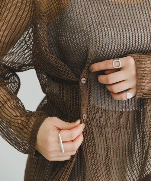 ITEMS URBANRESEARCH（アイテムズ アーバンリサーチ）の「メッシュニットプルオーバー（ニット/セーター・レディース・ブラウン/グレー系その他/ブラック・FREE）」の11枚目の写真