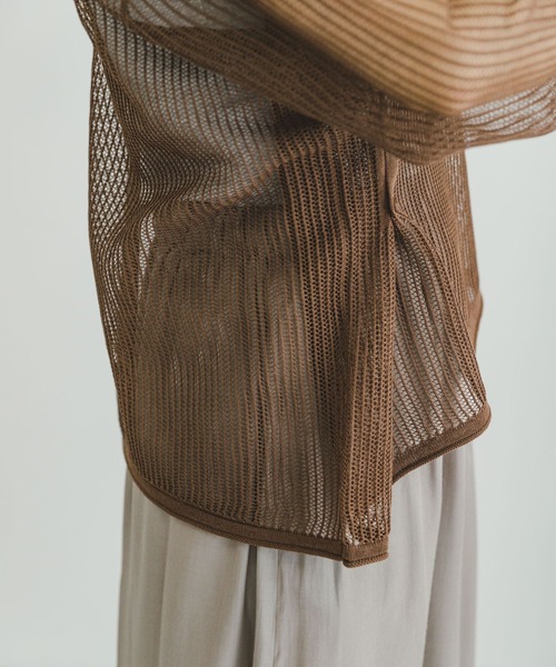 ITEMS URBANRESEARCH（アイテムズ アーバンリサーチ）の「メッシュニットプルオーバー（ニット/セーター・レディース・ブラウン/グレー系その他/ブラック・FREE）」の9枚目の写真