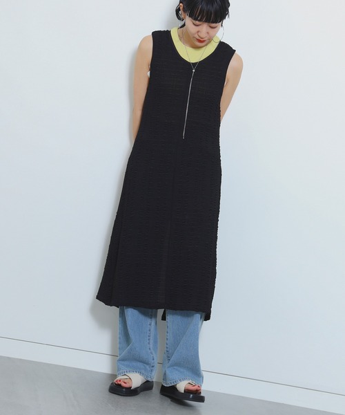 Ray BEAMS(レイビームス)の「Ray BEAMS / シャーリング ストレッチ スリット ワンピース(ワンピース・レディース・ホワイト系その他6/ブラック・ONE SIZE)」の18枚目の写真