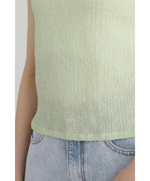 JILL STUART（ジルスチュアート）の「◆シュリンクノースリーブトップス（Tシャツ/カットソー・レディース・オレンジ/ネイビー/ライトグリーン/ホワイト・FREE）」の6枚目の写真