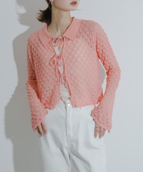 セール】トゲトゲニットリボンカーディガン（カーディガン/ボレロ