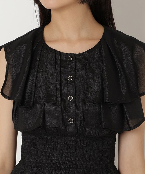 REDYAZEL(レディアゼル)の「シャイニー楊柳フリルブラウス(シャツ/ブラウス・レディース・ブラック/ピンク/グレー・FREE)」の7枚目の写真