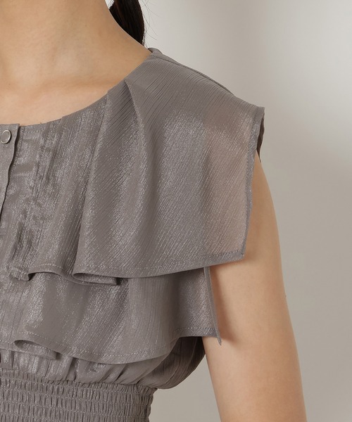 REDYAZEL(レディアゼル)の「シャイニー楊柳フリルブラウス(シャツ/ブラウス・レディース・ブラック/ピンク/グレー・FREE)」の14枚目の写真