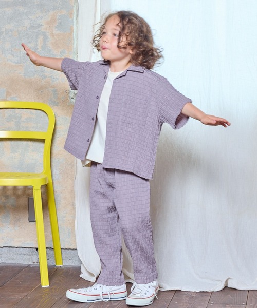 BIG FIELD（ビッグフィールド）の「ボーダーシャーリングオープンカラーシャツ（シャツ/ブラウス・キッズ・カーキ/グレー/ブラック・110/100/90/120/150/140/130）」の7枚目の写真