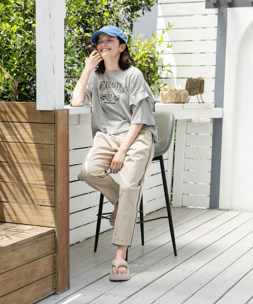 niko and...（ニコアンド）の「フリルアソートプリントTシャツ（Tシャツ/カットソー・レディース・オフホワイト/グレー/チャコール/ネイビー・MEDIUM/LARGE）」の8枚目の写真