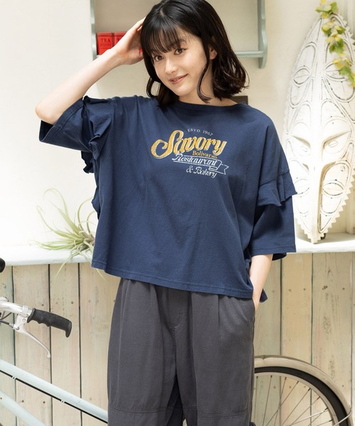 niko and...（ニコアンド）の「フリルアソートプリントTシャツ（Tシャツ/カットソー・レディース・オフホワイト/グレー/チャコール/ネイビー・MEDIUM/LARGE）」の19枚目の写真