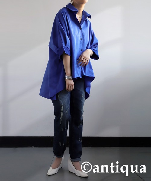 antiqua(アンティカ)の「ドルマンシャツ(シャツ/ブラウス・レディース・ブラック/ブルー・ONESIZE)」の19枚目の写真