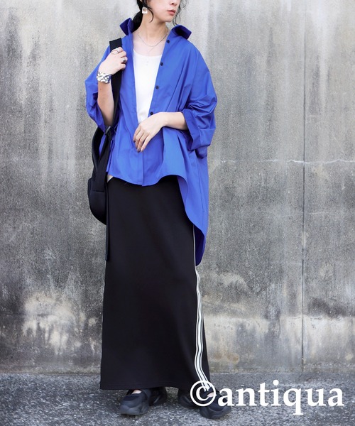 antiqua(アンティカ)の「ドルマンシャツ(シャツ/ブラウス・レディース・ブラック/ブルー・ONESIZE)」の5枚目の写真